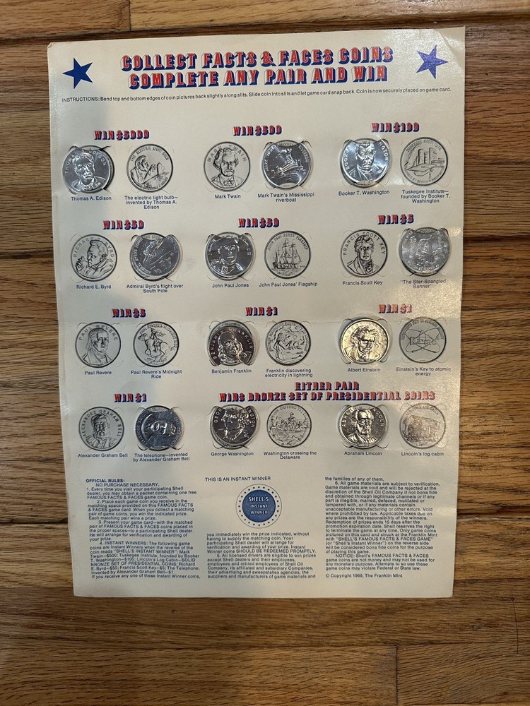 (11) 1969 SHELL FACTS & FACES COINS LOT