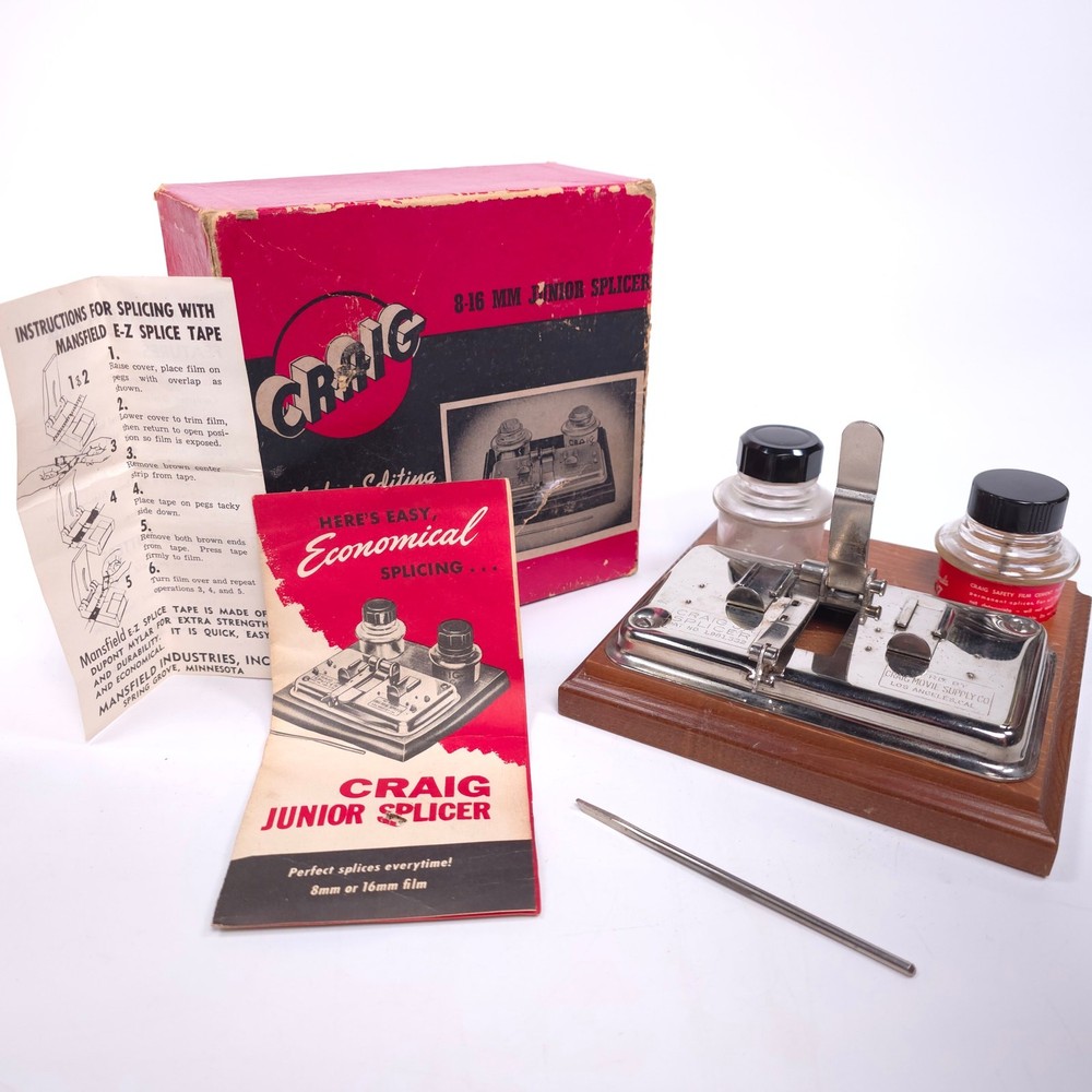 Craig 8-16 mm Film Junior Splicer w/ Box Inserts & Tool
