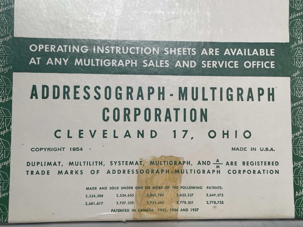 1954 Addressograph Multigraph Corp Multilith Masters Box AM Co USA Empty