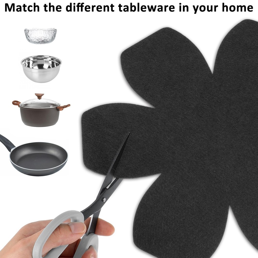 Classicseali 8pcs Pot Protectors,4 Different Sizes Polyester Pan Black