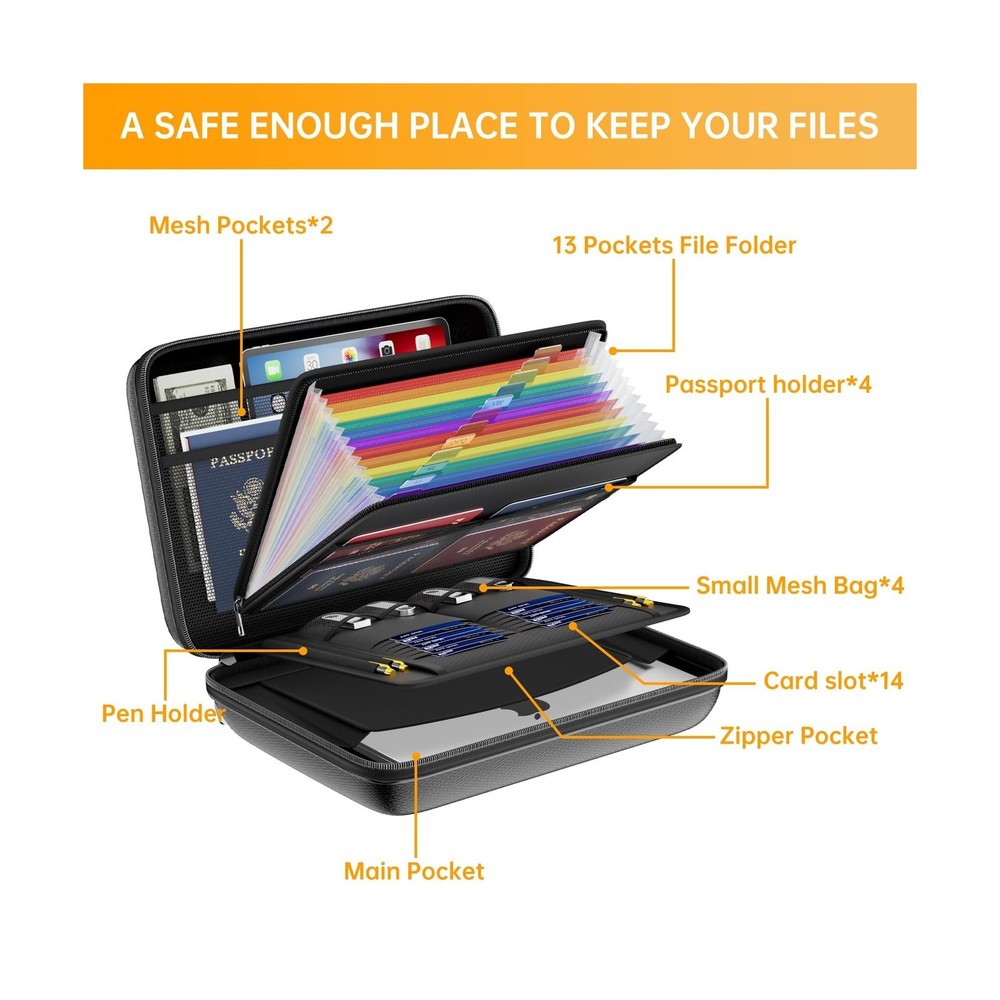 DocSafe Fireproof File Organizer with Lock, Hard-Shell Case Firepro... Fast Ship