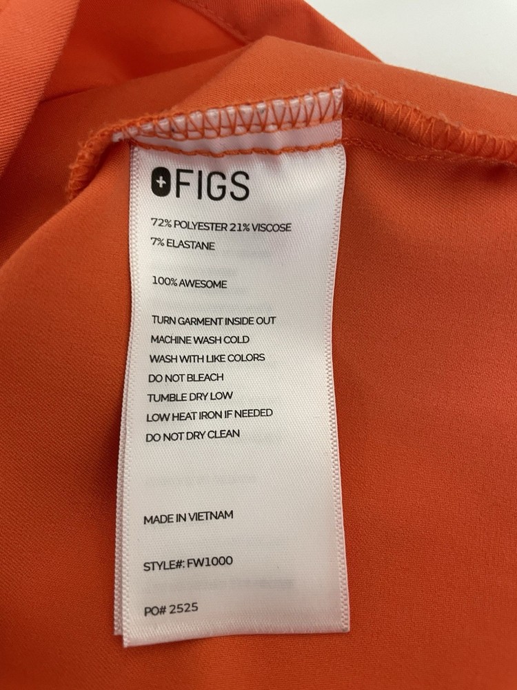 Figs Scrub Top Womens Extra Small XS Technical Collection Orange