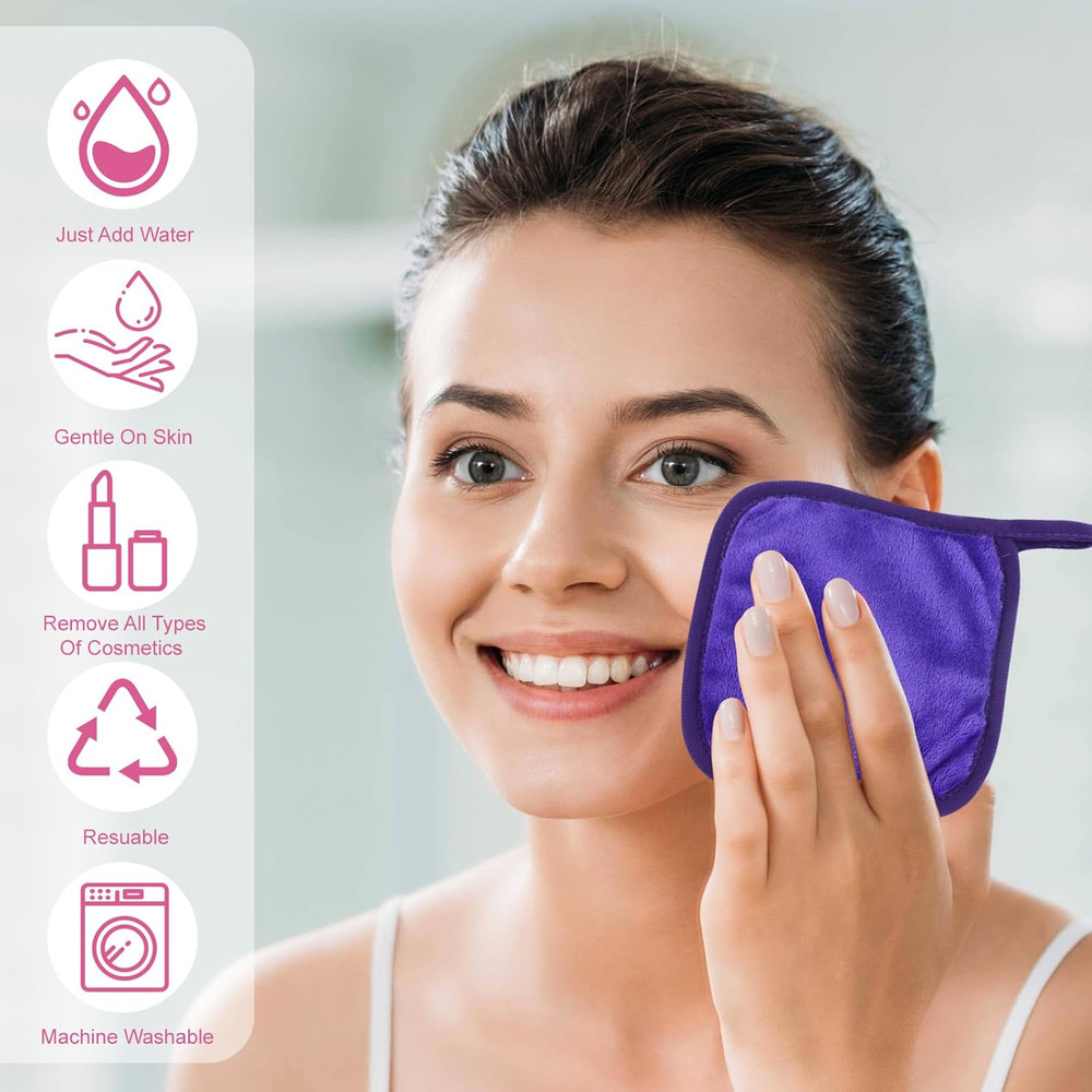Makeup Remover Cloth 12 Pack, Ultra Soft and Reusable Microfiber Makeup Remover