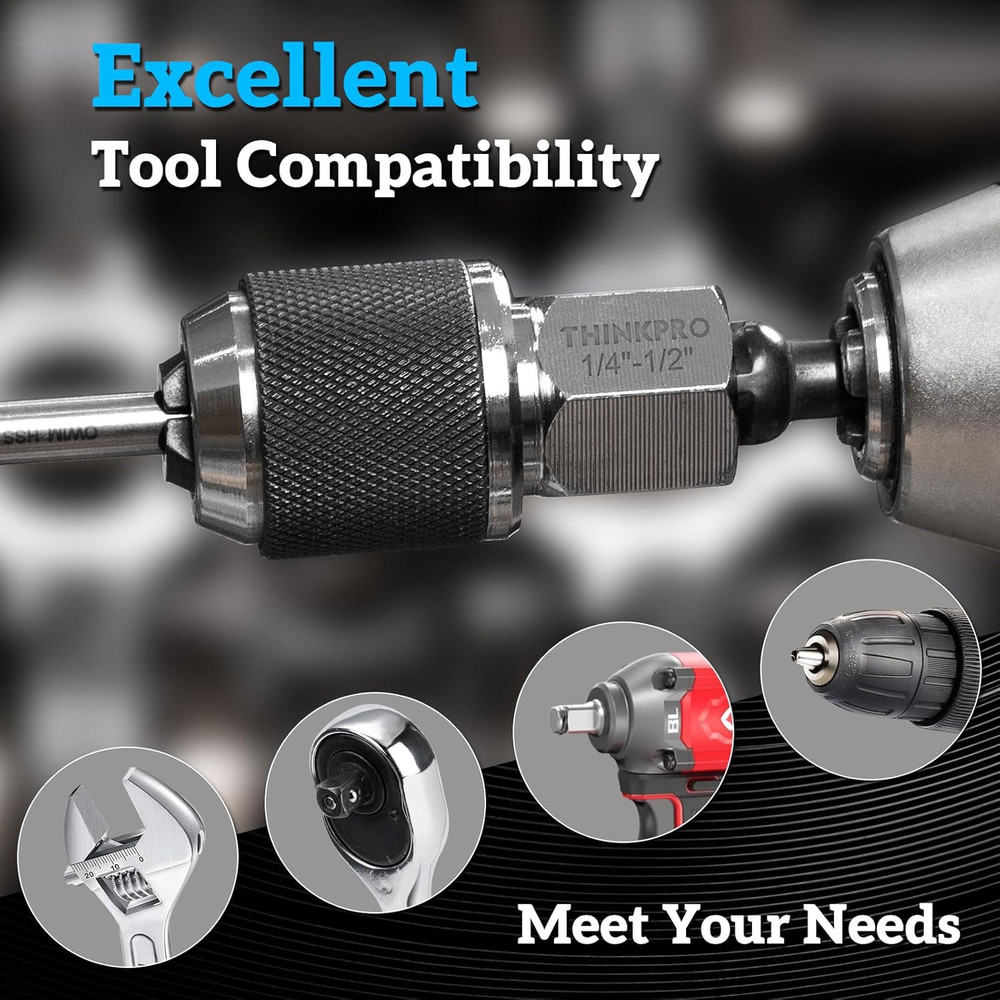 Ratcheting Tap Socket Set 2Pcs with Adjustable Jaws, Hex Drive & 3/8" Drive Dual