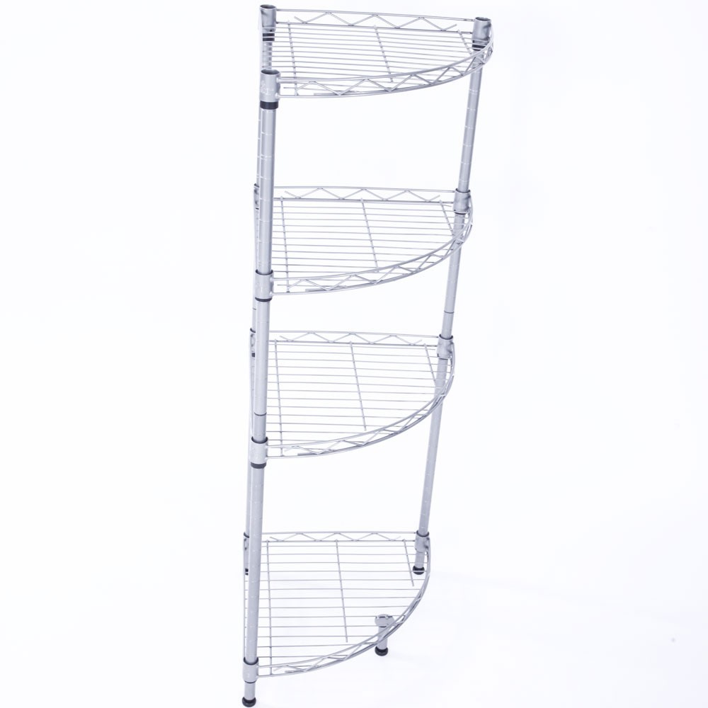 4 Tier Corner Shelf Rack Kitchen & Bathroom Storage Wire Organizer Space Saving