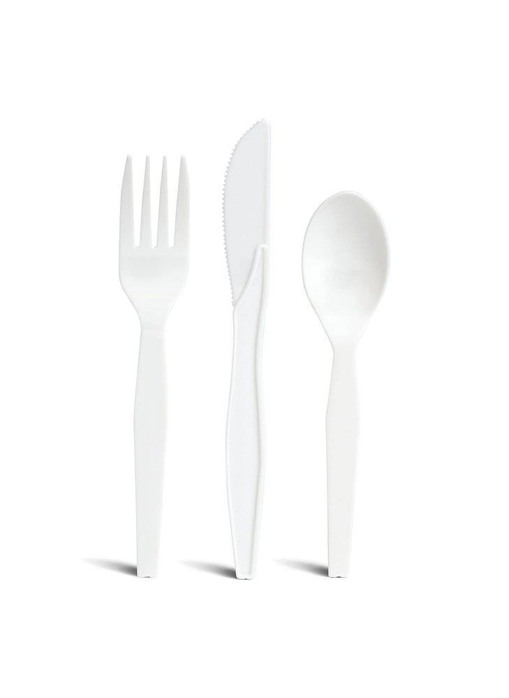 Perk Medium‑Weight Plastic Cutlery Set, 300 Count Bulk Disposable Utensils