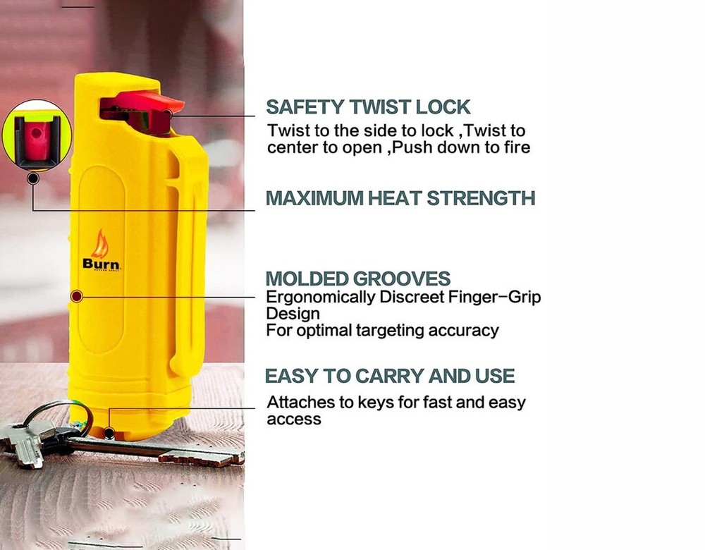 2 PACK BURN Pepper Spray 1/2oz Self Defense Keychain Security Case Black + Blue