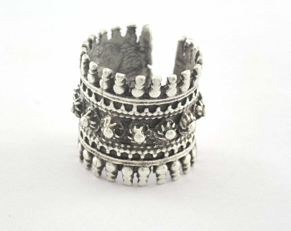 Adjustable Ring Antique Silver Plated brass 17mm 7US inner size Adjustable 3352