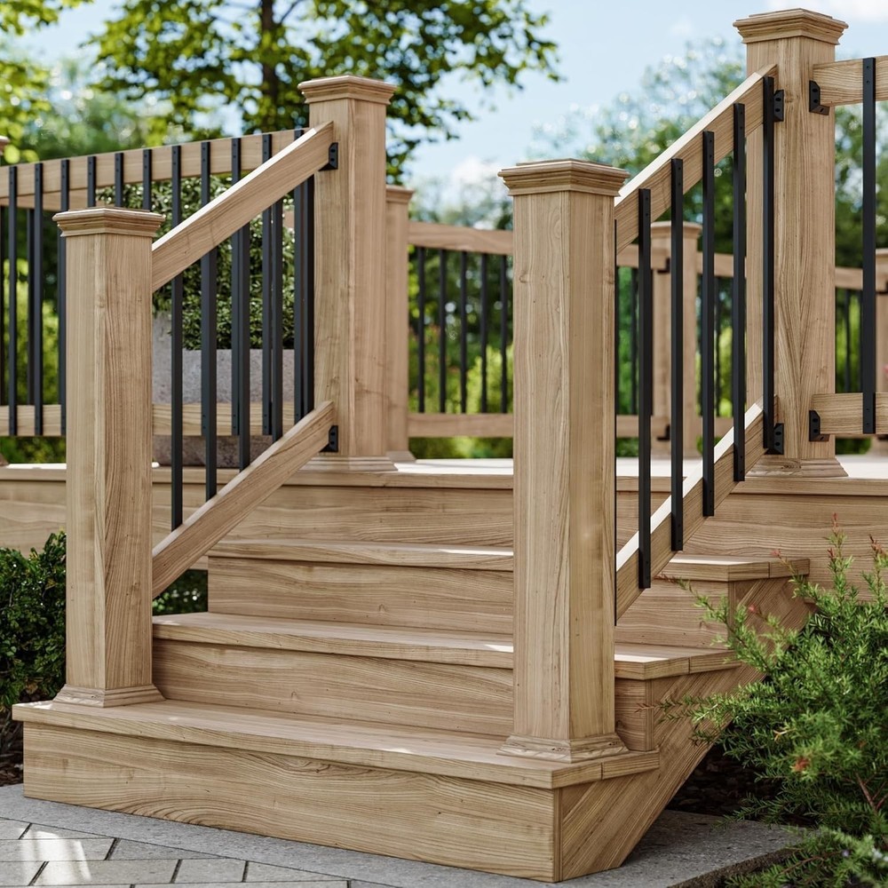 HZIU 25 Pack Deck Balusters 36 Inch Rectangle Deck Railing Balusters with End...