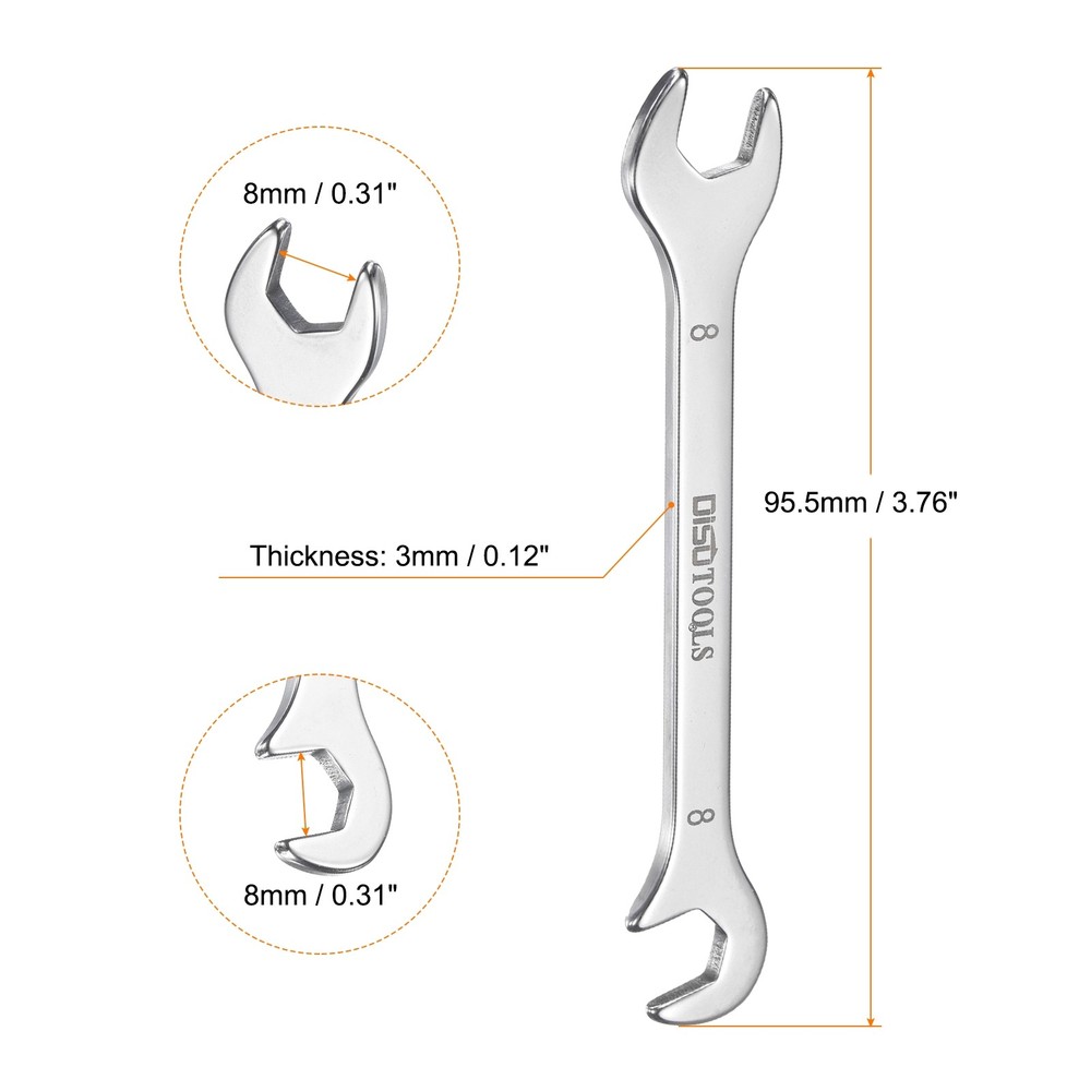 Super-Thin Open End Wrench 8mm Metric Angled Open-End Wrench