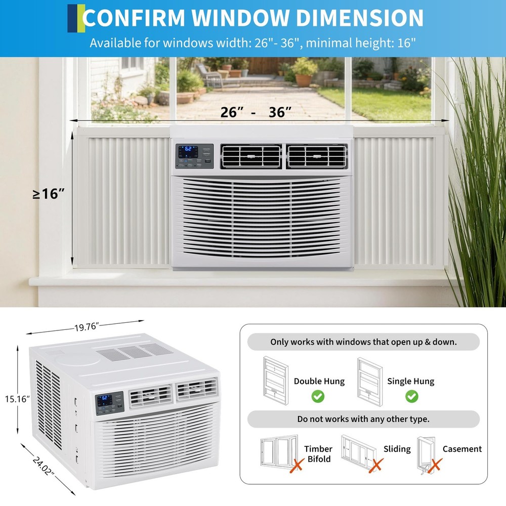 12000 BTU Window Air Conditioner with WiFi Remote & App Control & Timer Function