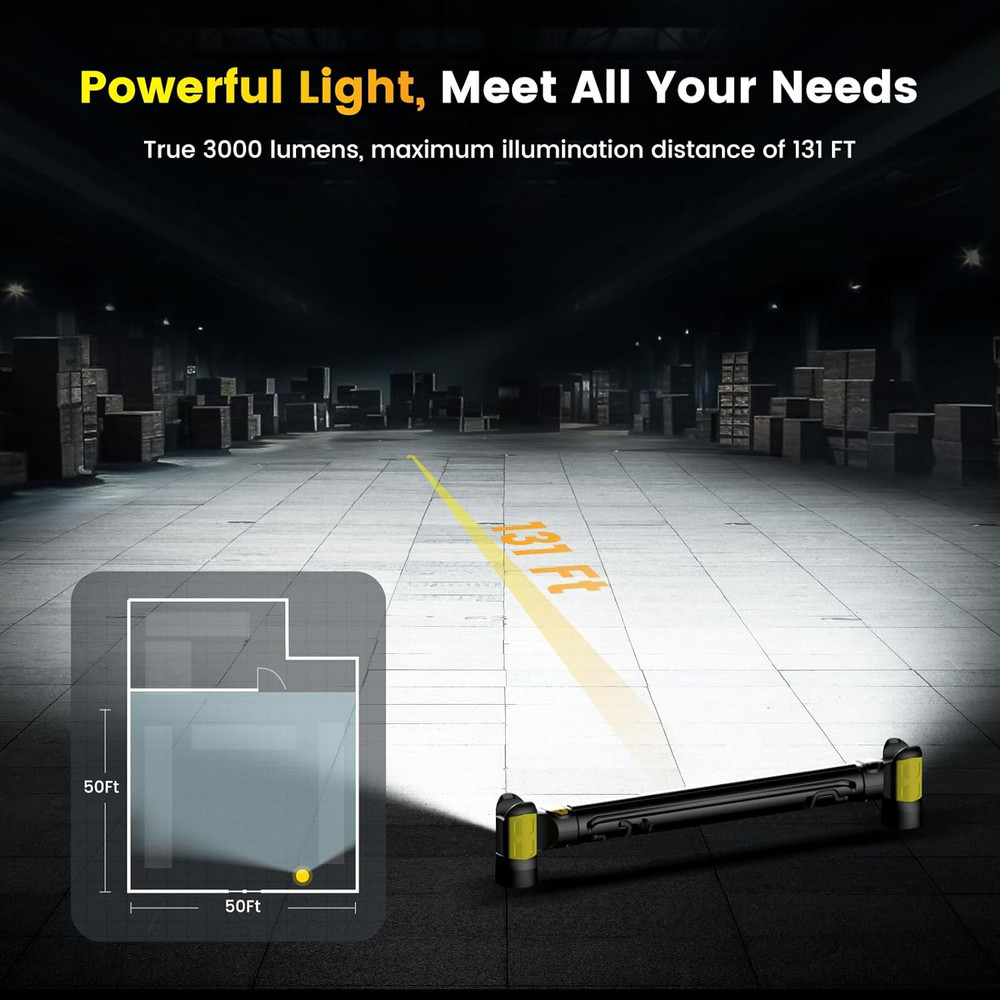 Work Light【Auto On/Off】 3000LM LED Work Light 5200Mah under Hood Working Light w