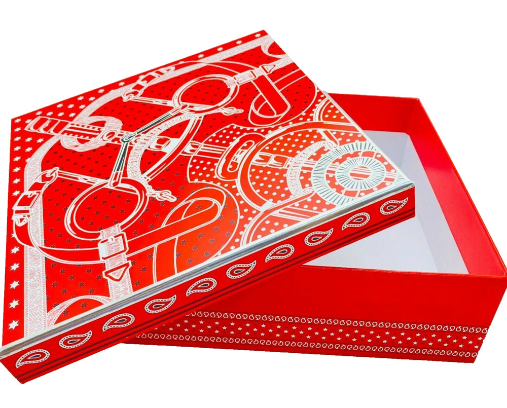 NEW Hermes Empty Multicolor Gift Boz - Red/White mix