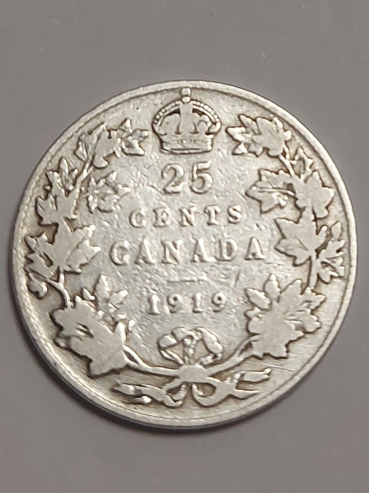 1919 Canada 25 Cents Silver Coin