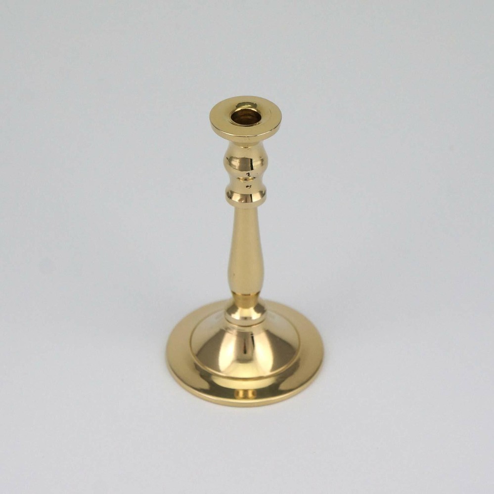 Small Brass Candle Holder for Thin Candles - Mini Brass Candlestick, Tiny Stand