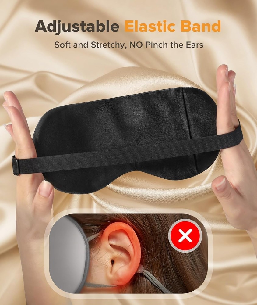 Silk Sleep Mask Light Blocking, LC-dolida Cooling Eye Mask for Sleeping Includes