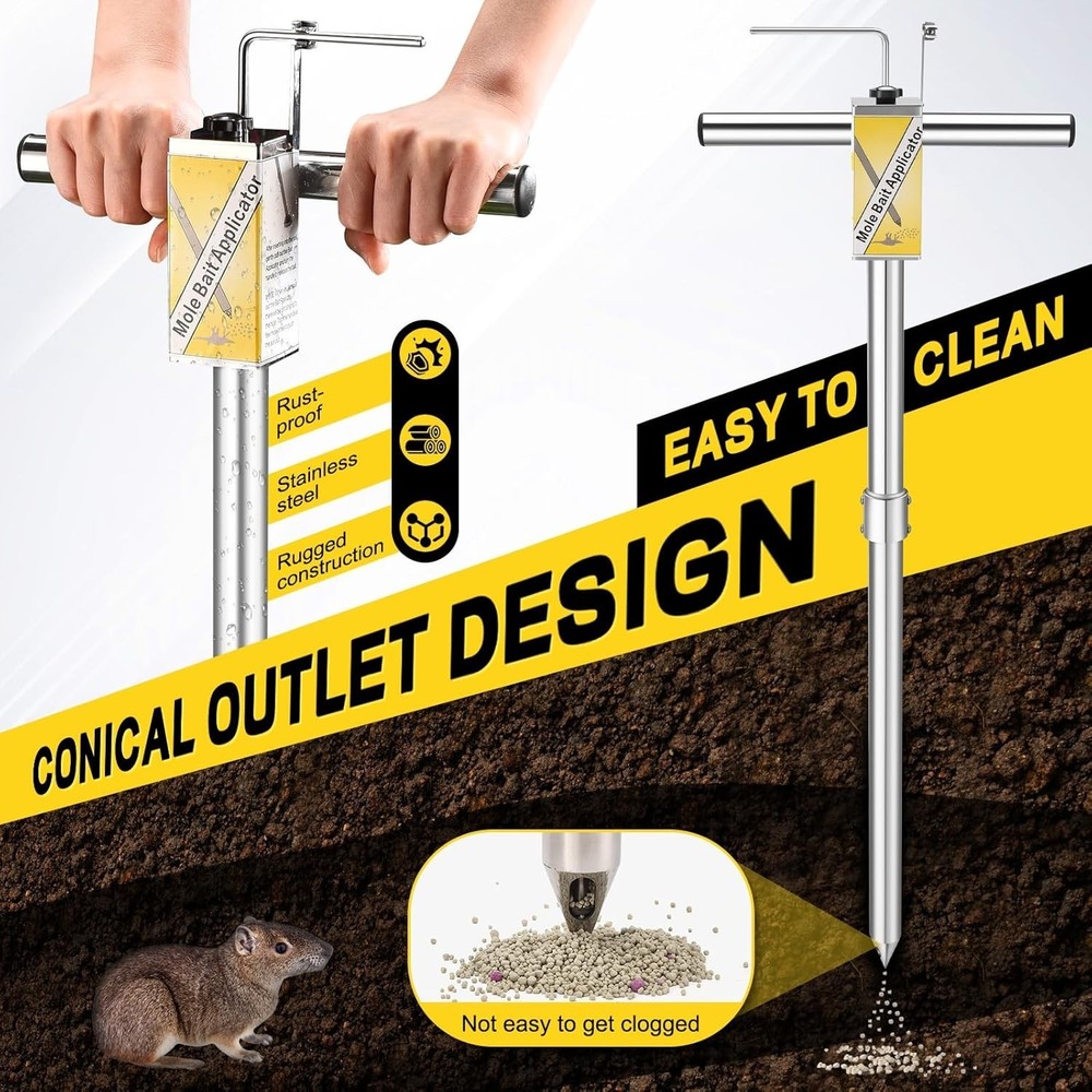 Gopher & Mole Bait Applicator, Stainless Steel Gopher/Mole/Vole Killer