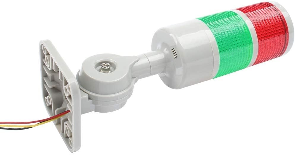 Led Signal Tower Stack Lights, 2 Layer/with Buzzer, RED/YELLOW AC 110-220V