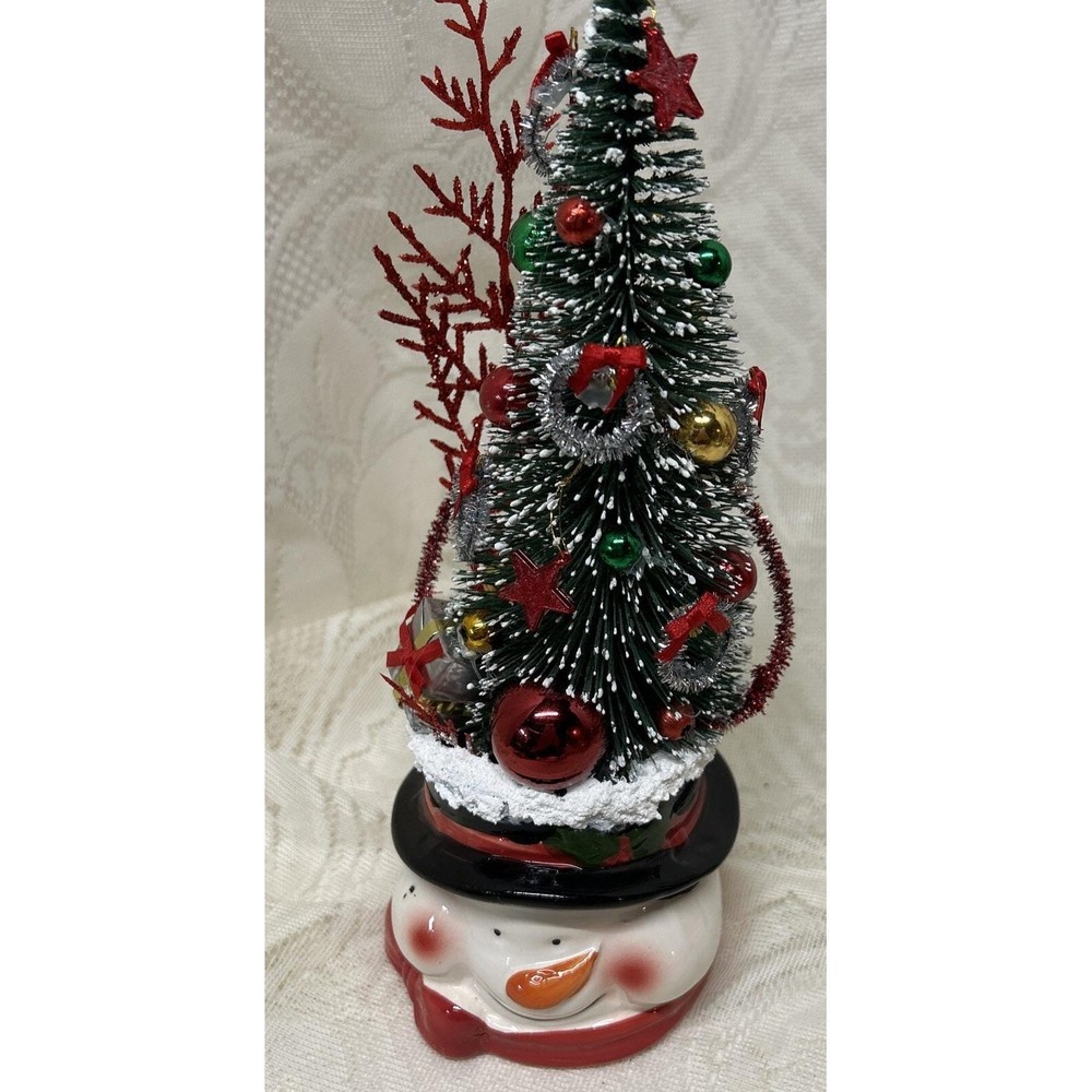 Vintage Snowman Vase Christmas Ornaments Assemblage Display Gift