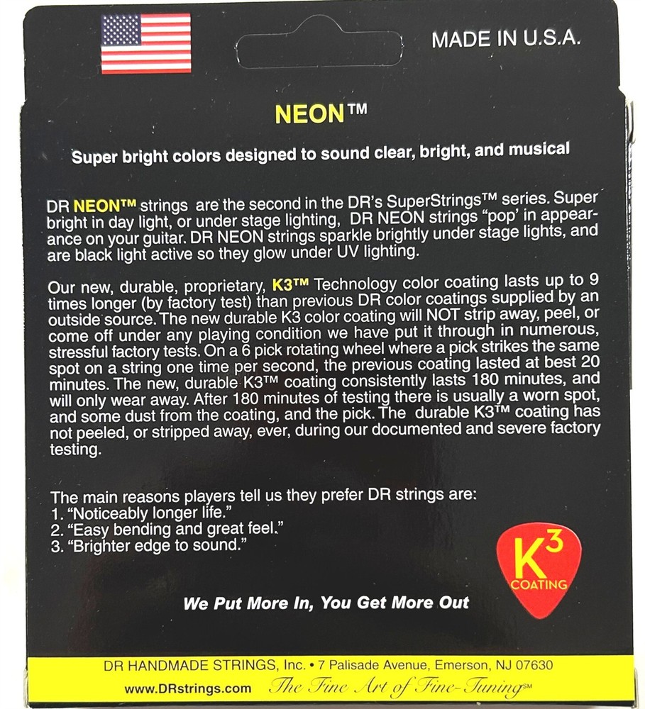 DR Strings Guitar Strings Electric Neon Yellow 11-50 Heavy