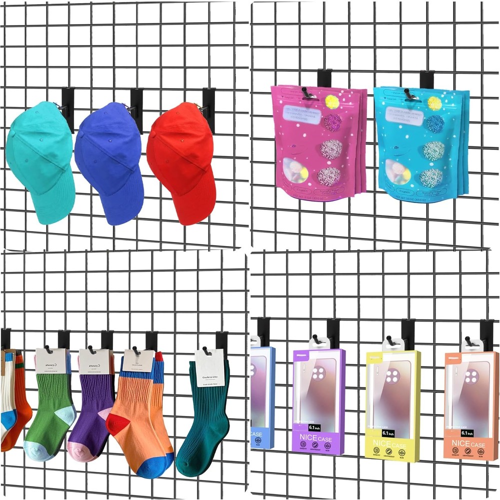 40 Pack Gridwall Hooks, 4 Inch Display Hooks for Grid Wall Panels, Heavy Duty...