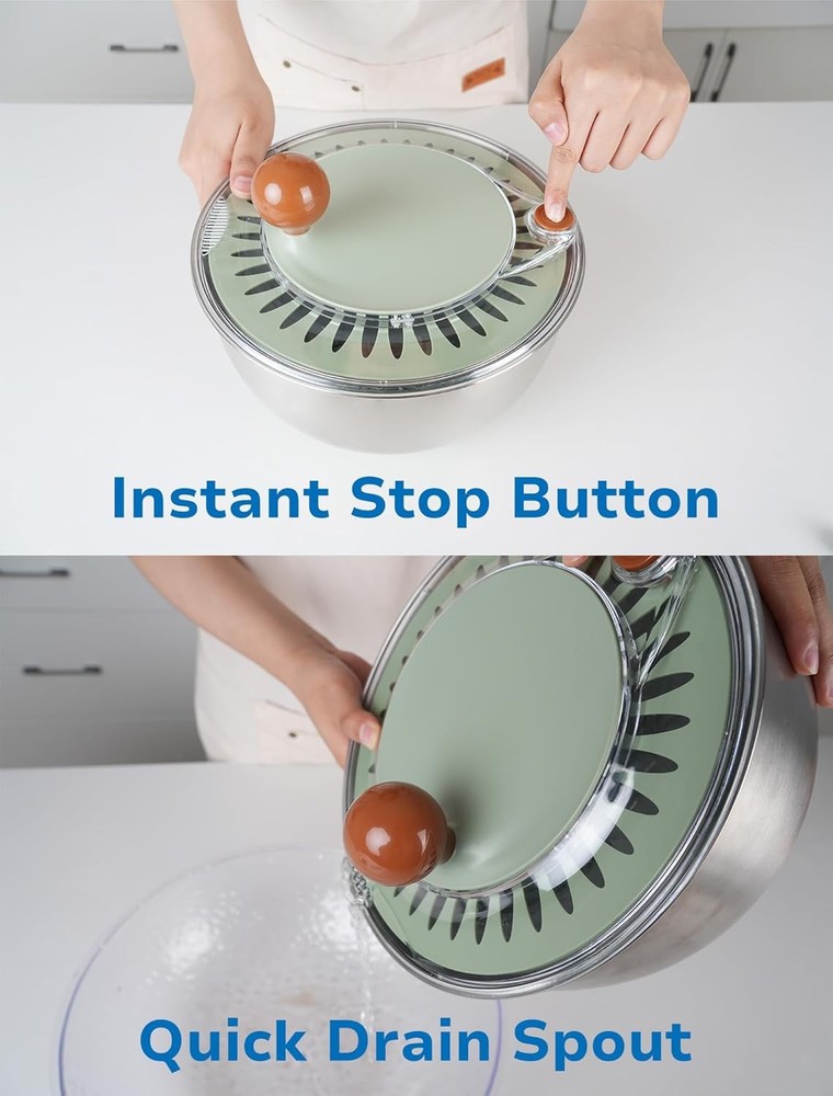 Stainless Steel Salad Spinner with Drain Function