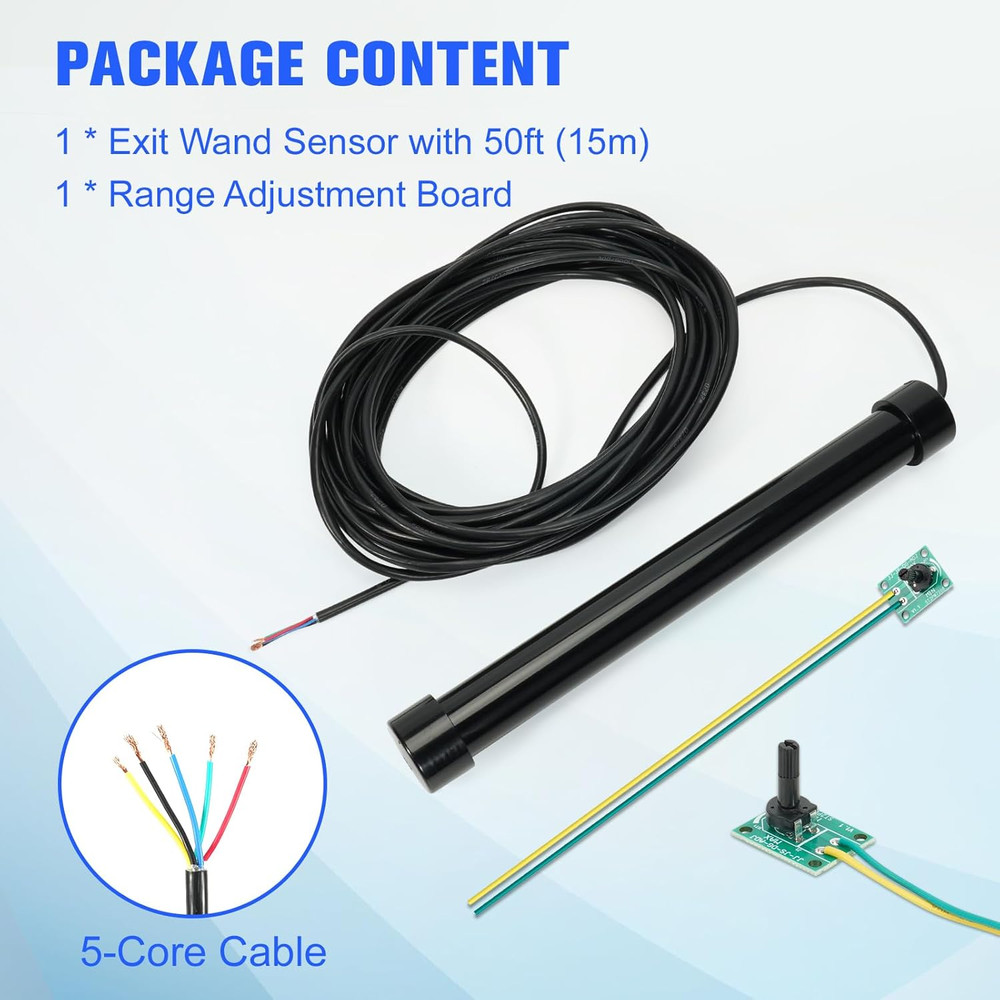 Driveway Gate Vehicle Exit Wand Sensor with 50 Ft Cable, Automatic Gate Opener C