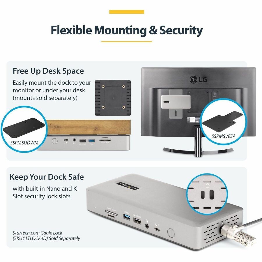 StarTech.com USB4 Thunderbolt 4 Dock 98W Quad Display HDMI/DP Mac/Win