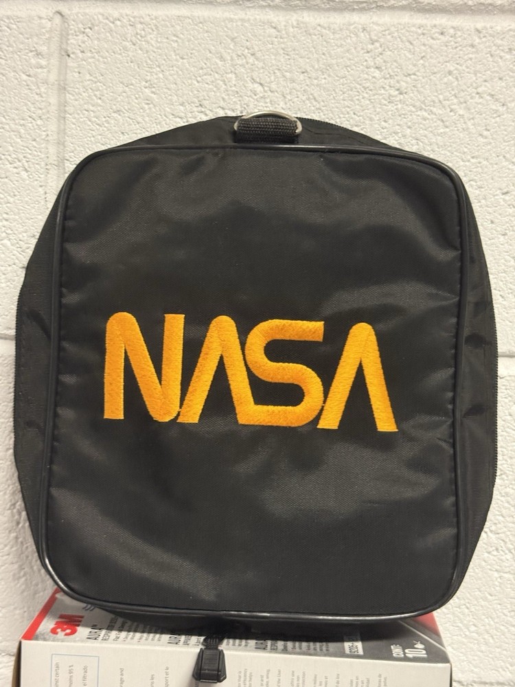 Vintage NASA Duffel Bag Black Packable