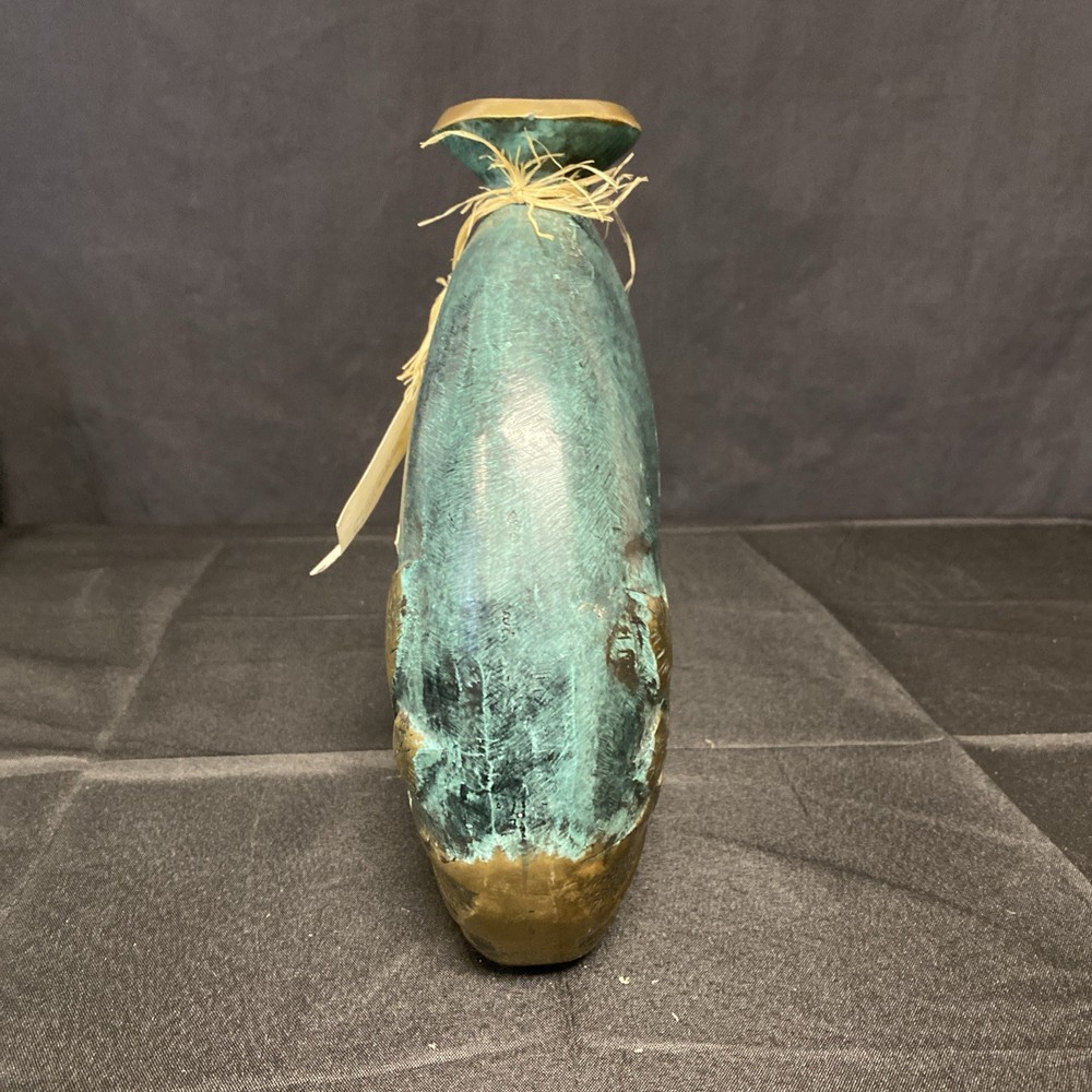 Handmade Bronze Botellón/Vase With Leaf Pattern - 9” Unique
