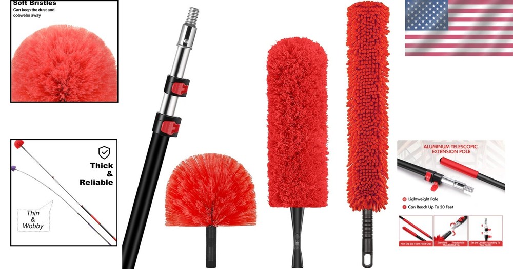 High Dusting Kit - Telescopic Pole & Microfiber Duster