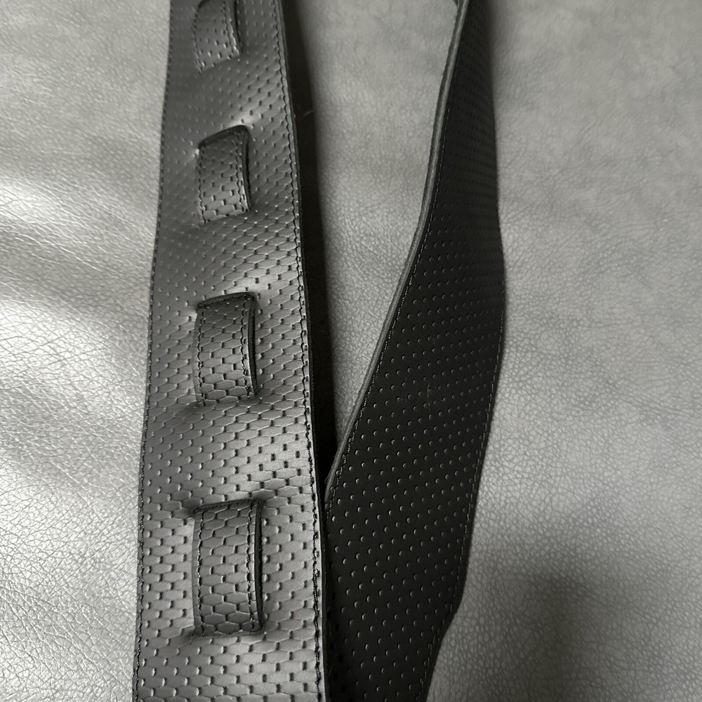 Leather Guitar Strap - Black Textured- 3’ Wide