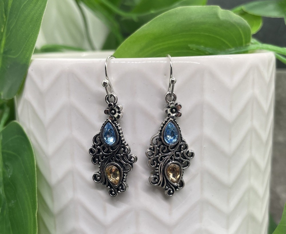 1.5” Silver-tone Earring Set Boho Retro Drop Dangle New Free Ship B6990