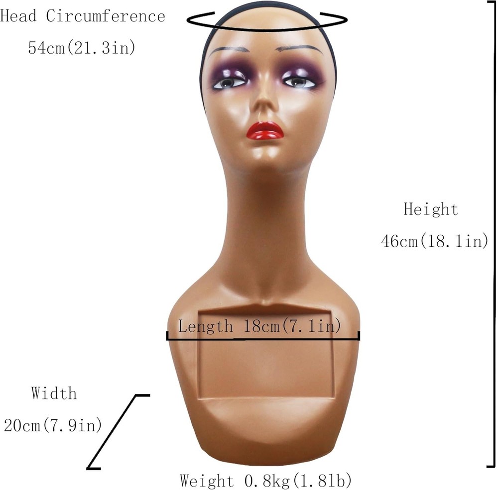 Realistic Mannequin Head for Wig Display JRM010 (Light Brown)