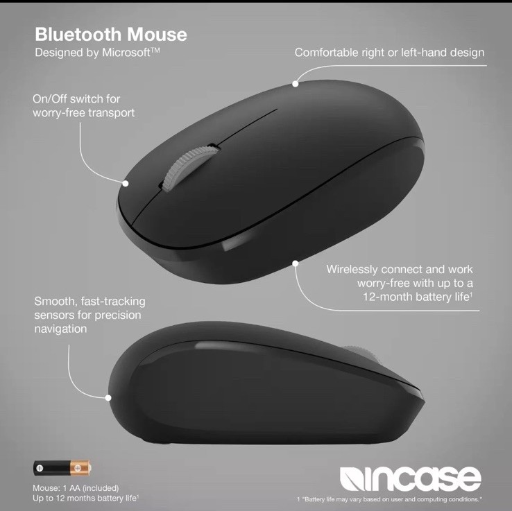 Incase - Bluetooth Mouse Designed by Microsoft - Wireless - Black