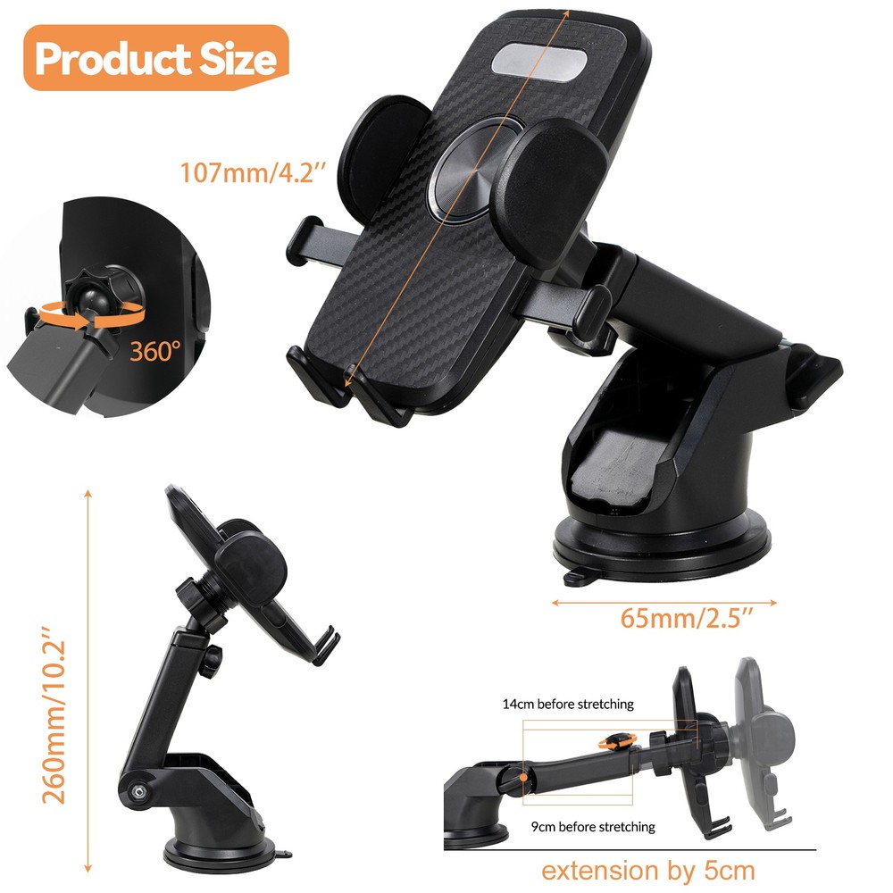 360° Windshield Mount Dash Car Holder Cradle Mobile Smart Phone Stand Dashboard