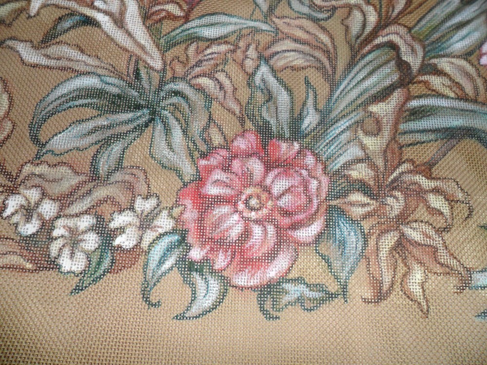 Exquisite Handpainted Needlepoint Canvas - Glorious Florals 16 Count Mono