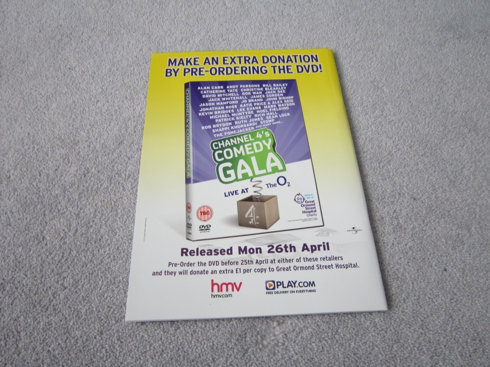 Channel 4's Comedy Gala ,O2 Arena programme,2010 + ticket stubs