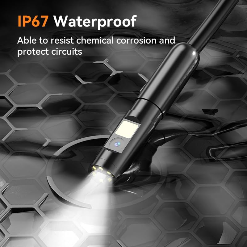 Dual-Lens Endoscope Camera with Light, Borescope with 5" IPS (16.5FT)