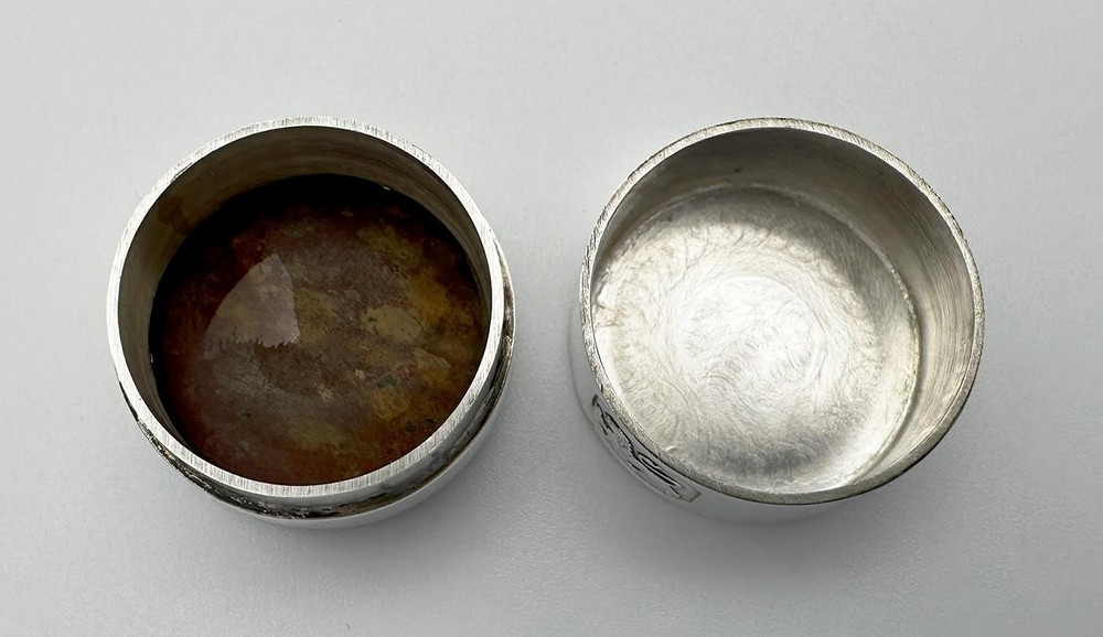 MODERN HARDSTONE STERLING SILVER PILL BOX SHEFFIELD 1998 DAVID SCOTT-WALKER