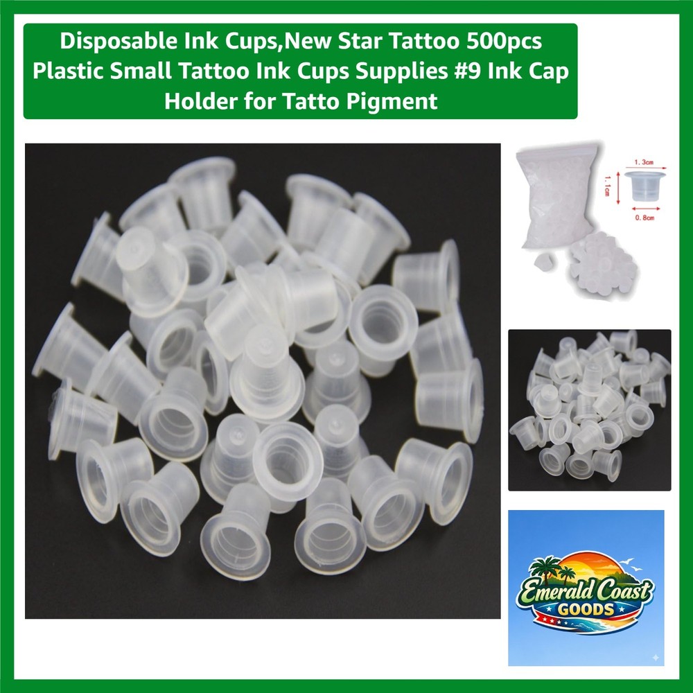500pcs Disposable Tattoo Ink Cups - High-Quality Plastic, Lightweight & Durable