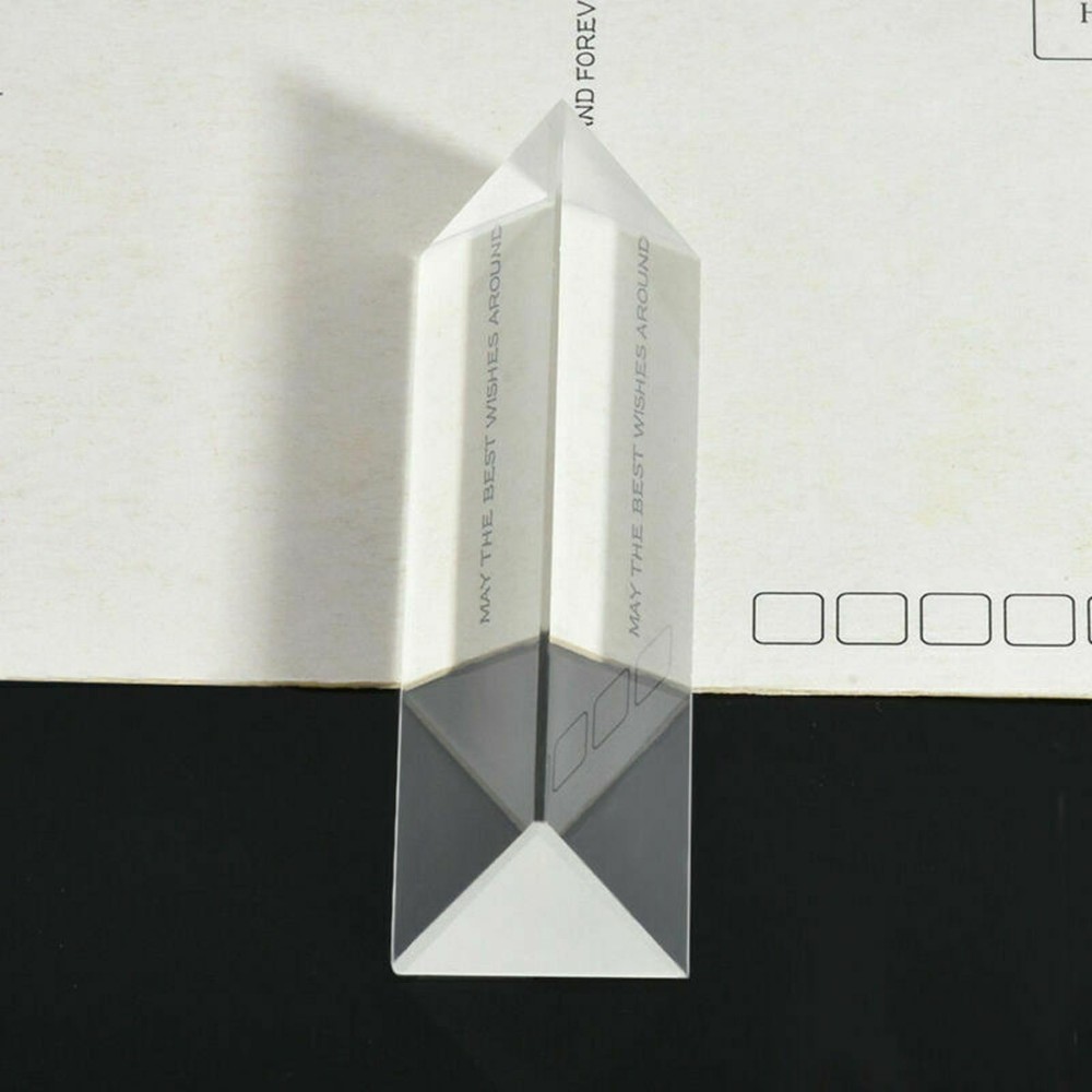 New 9cm Optical Glass Triple Triangular Prism Physics Teaching Light Spectrum E