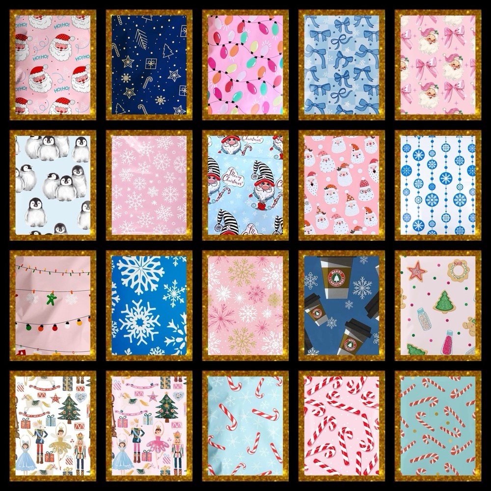 Poly Mailers 10x13 Pink Christmas Assortment