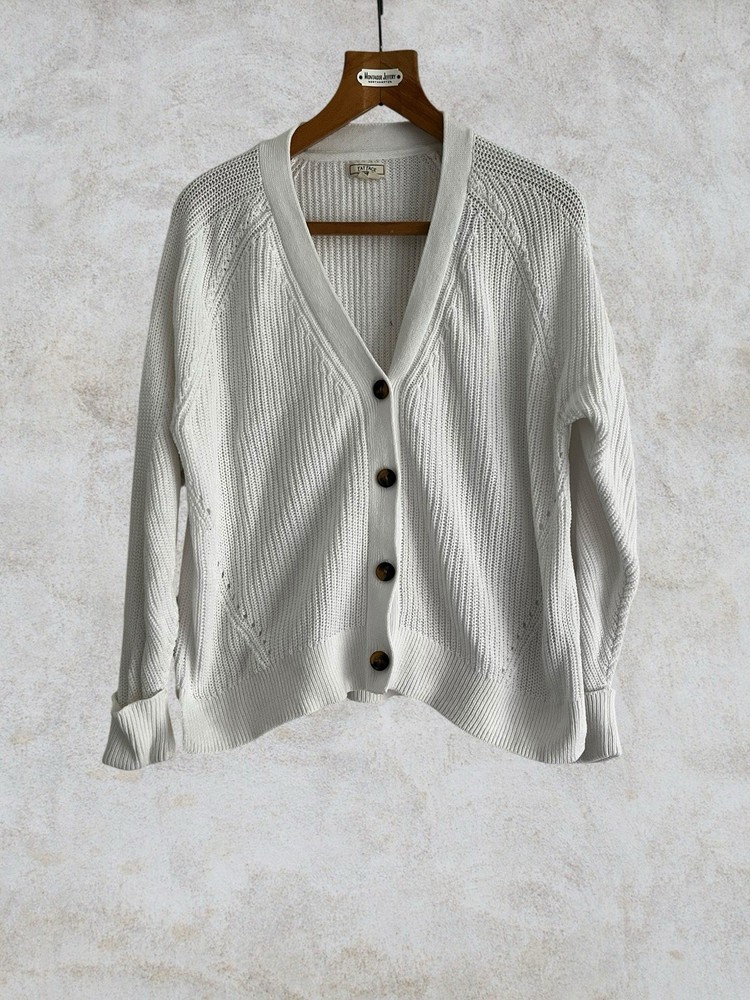 Fatface Lila White Cotton Cardigan Size 16