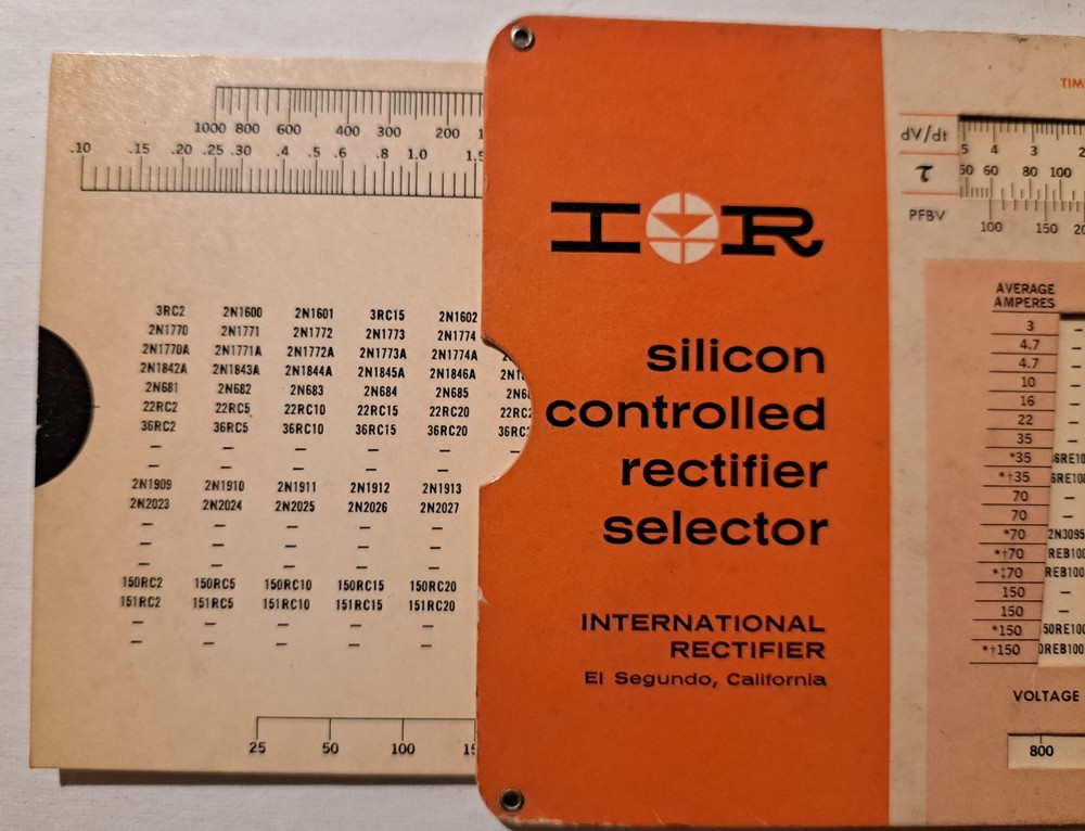 Vintage 1965-IOR International Rectifier Silicon Controlled Rectifier Selector