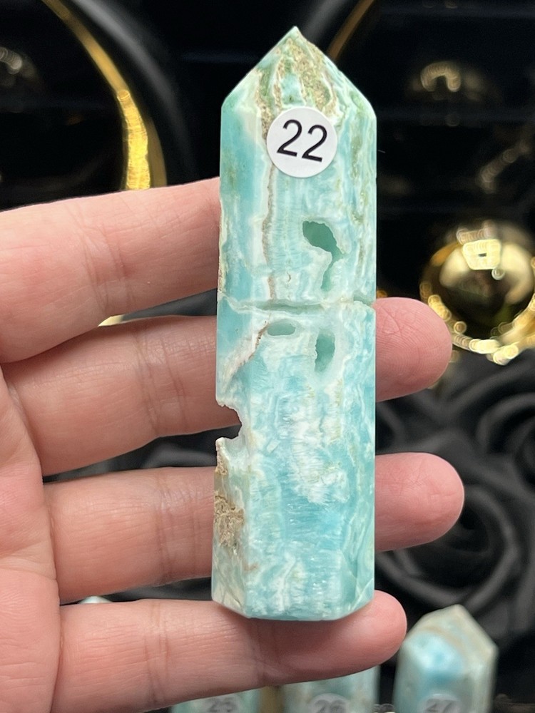 Natural Blue Aragonite 6-sided points Free ship & Gift