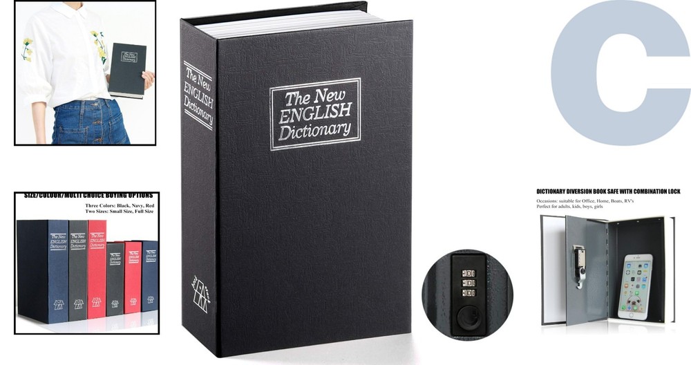 Durable Black Book Safe with Push Button Control – Ideal for Secure Storage