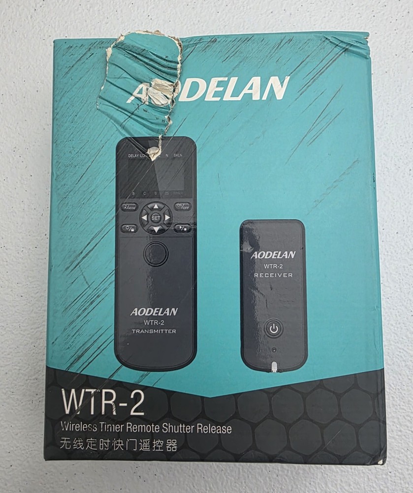 Open Box New Aodelan WTR-2 Wireless Timer Remote Shutter Release For Cameras