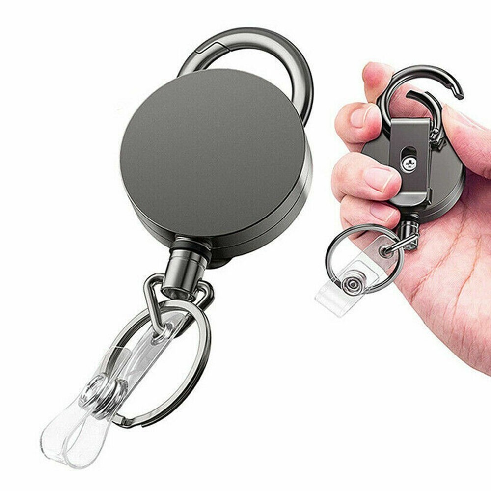 1Pcs Retractable Heavy Duty Pull Ring Key Chain Recoil Keyring Wire Rope Holder