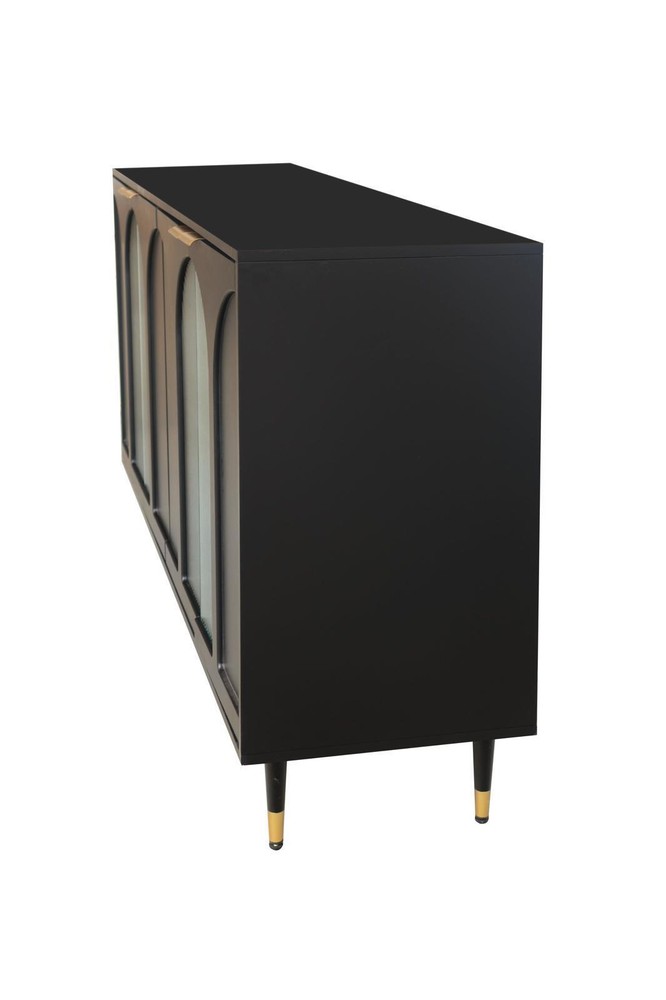 Sideboard Buffet Server Cabinet Storage Cabinet with 4 Glass Doors Black